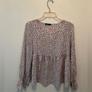White blouse with little roses all over. SHEIN. Size small.